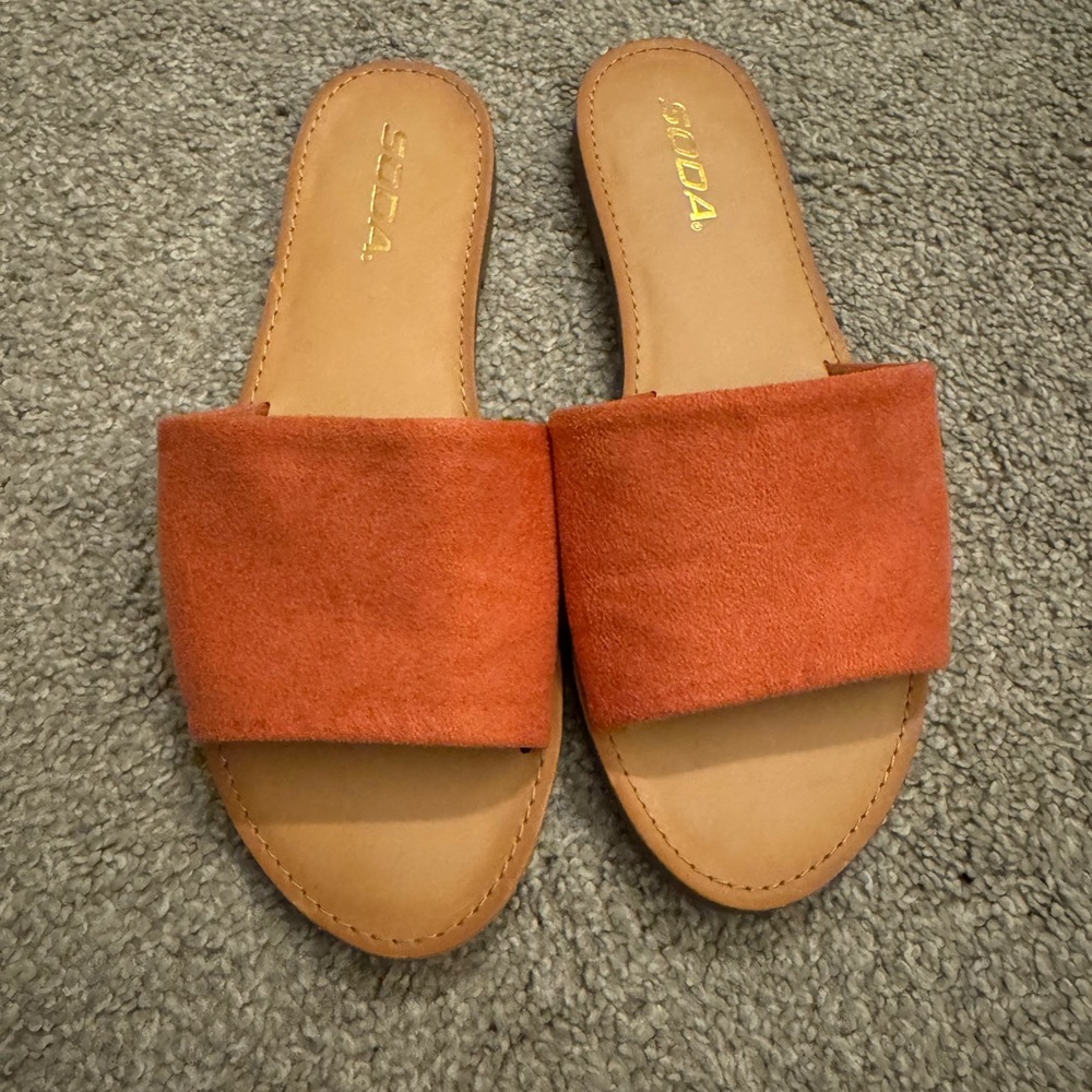 Coral Suede Slide Sandals